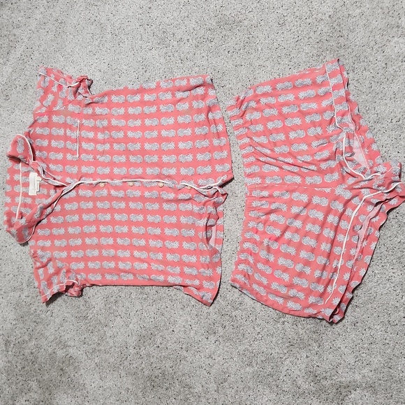 Other - Anthropologie Coral Pineapple Short Sleeve/Shorts PJ Set in Size Large
